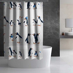 Шторка для душа Семейство пингвинов на прогулке, цвет: 3D-принт — фото 2