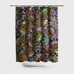 Шторка для душа Череп с короной паттерн, цвет: 3D-принт