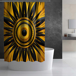 Шторка для душа Желто-черный узор в африканском стиле, цвет: 3D-принт — фото 2