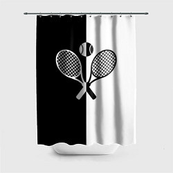 Шторка для душа Теннис - чёрно белое, цвет: 3D-принт