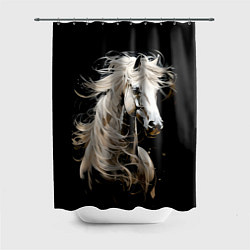 Шторка для душа Лошадь белая в ночи, цвет: 3D-принт
