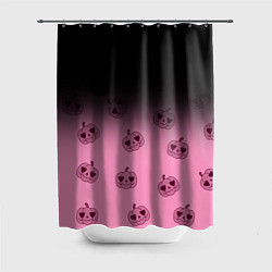 Шторка для душа Черно-розовый градиент и хэллоуинские тыквы паттер, цвет: 3D-принт