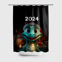 Шторка для душа Дракон символ года 2024, цвет: 3D-принт