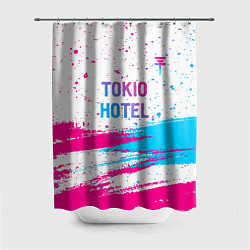 Шторка для душа Tokio Hotel neon gradient style посередине, цвет: 3D-принт