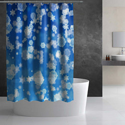 Шторка для душа Декоративные снежинки на синем, цвет: 3D-принт — фото 2