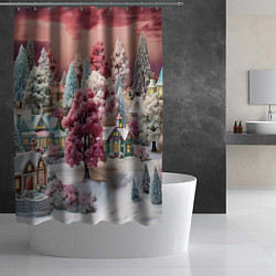 Шторка для душа Зимний закат новый год, цвет: 3D-принт — фото 2
