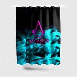 Шторка для душа Assassins Creed flame neon, цвет: 3D-принт