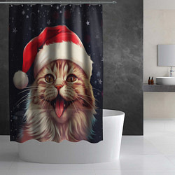 Шторка для душа New Years mood from Santa the cat, цвет: 3D-принт — фото 2