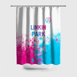 Шторка для ванной Linkin Park neon gradient style посередине