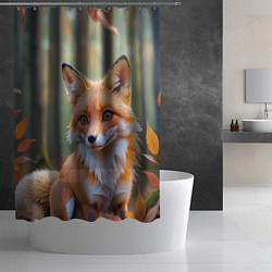 Шторка для душа Портрет лисы в осеннем лесу, цвет: 3D-принт — фото 2