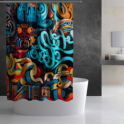 Шторка для душа Abstract graffiti - ai art, цвет: 3D-принт — фото 2