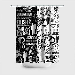 Шторка для душа Billie Eilish чернобелые битва лого, цвет: 3D-принт