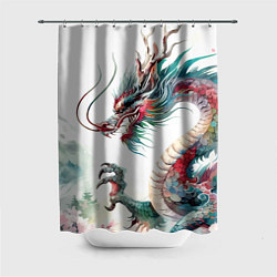 Шторка для душа Акварельный японский дракон, цвет: 3D-принт
