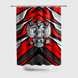 Шторка для душа Россия - красная геометрия, цвет: 3D-принт