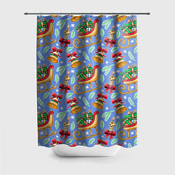 Шторка для ванной Новогодний праздничный узор