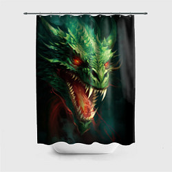 Шторка для душа Древний злой зеленый дракон, цвет: 3D-принт