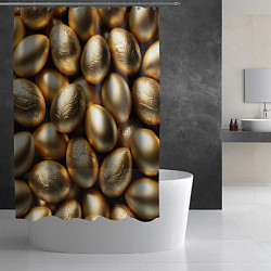 Шторка для душа Золотые Пасхальные яйца, цвет: 3D-принт — фото 2