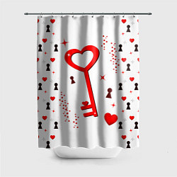 Шторка для душа Сердечный ключик, цвет: 3D-принт
