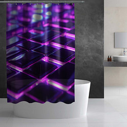 Шторка для душа Фиолетовая неоновая плитка, цвет: 3D-принт — фото 2