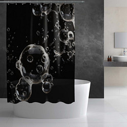 Шторка для душа Пузыри на черном, цвет: 3D-принт — фото 2