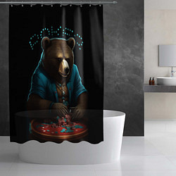 Шторка для душа Медведь играет в покер, цвет: 3D-принт — фото 2
