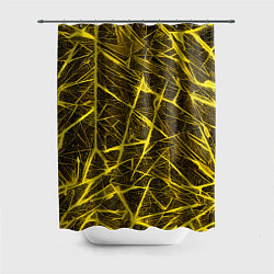 Шторка для душа Жёлтая паутина на чёрном фоне, цвет: 3D-принт