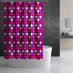 Шторка для душа Розовые и белые квадраты, цвет: 3D-принт — фото 2