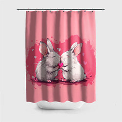 Шторка для душа Милые влюбленные кролики, цвет: 3D-принт