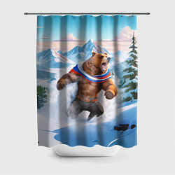Шторка для душа Медведь с триколором, цвет: 3D-принт