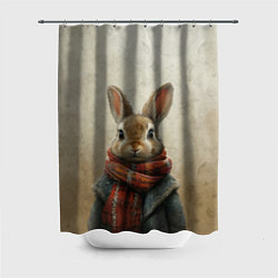 Шторка для душа Кролик в шарфе, цвет: 3D-принт
