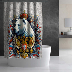 Шторка для душа Белый медведь с короной, цвет: 3D-принт — фото 2