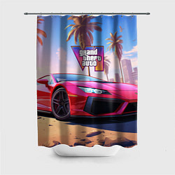 Шторка для душа GTA 6 logo auto style, цвет: 3D-принт