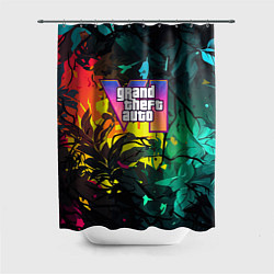 Шторка для душа GTA 6 logo абстрактные листья, цвет: 3D-принт