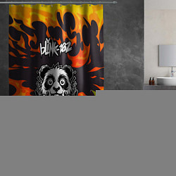 Шторка для душа Blink 182 рок панда и огонь, цвет: 3D-принт — фото 2