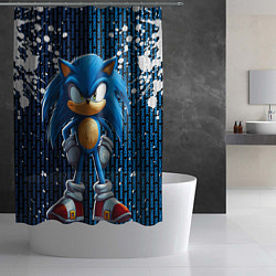 Шторка для душа Sonic - splash and logo, цвет: 3D-принт — фото 2