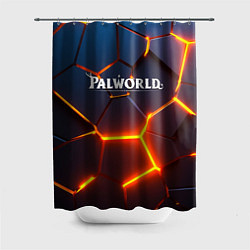 Шторка для душа Palworld logo разлом плит, цвет: 3D-принт