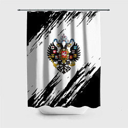 Шторка для душа Герб России краски черно белые, цвет: 3D-принт