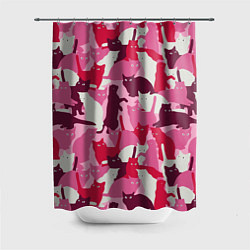 Шторка для душа Розовый кошачий камуфляж, цвет: 3D-принт