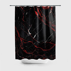 Шторка для душа Черно-красный мрамор, цвет: 3D-принт