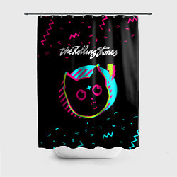Шторка для душа Rolling Stones - rock star cat, цвет: 3D-принт