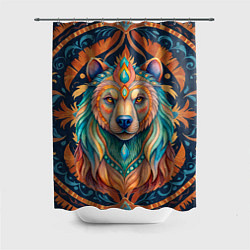 Шторка для душа Медведь шаман тотемное животное, цвет: 3D-принт