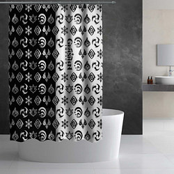 Шторка для душа Genshin Impact - black and white, цвет: 3D-принт — фото 2