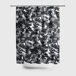 Шторка для душа Серый пиксельный камуфляж, цвет: 3D-принт