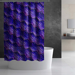 Шторка для душа Сине-фиолетовая стеклянная мозаика, цвет: 3D-принт — фото 2