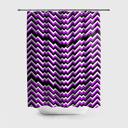 Шторка для душа Фиолетовые и белые ломаные линии, цвет: 3D-принт