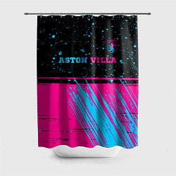 Шторка для душа Aston Villa - neon gradient посередине, цвет: 3D-принт