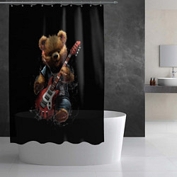 Шторка для душа Большой плюшевый медведь играет на гитаре, цвет: 3D-принт — фото 2