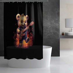 Шторка для душа Плюшевый медведь играет на гитаре, цвет: 3D-принт — фото 2