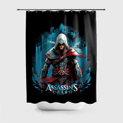 Шторка для душа Assassins creed холодный фон, цвет: 3D-принт