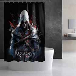 Шторка для душа Assassins creed мазки красок, цвет: 3D-принт — фото 2
